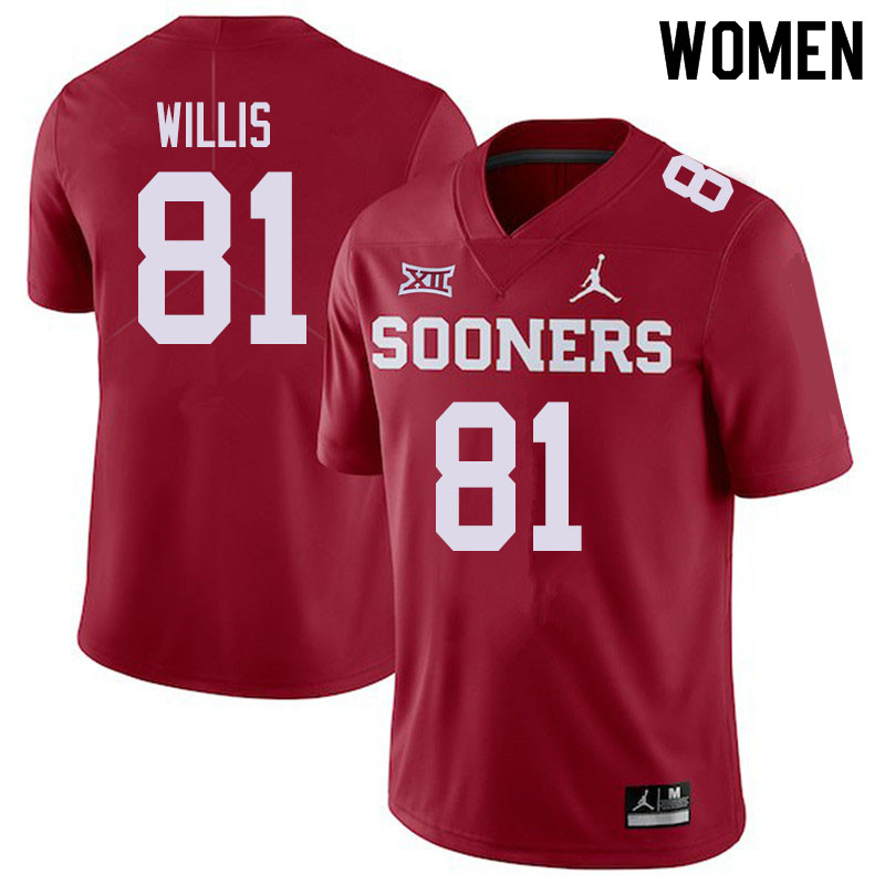 Jordan Brand Women #81 Brayden Willis Oklahoma Sooners College Football Jerseys Sale-Crimson - Click Image to Close